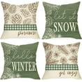 thumbnail image 1 of Hello Winter Pine Cone Decorative Throw Pillow Covers 20 x 20 Set of 4, Let It Snow Pine Needle Green Plaid Check Cushion Case Decor, Get Cozy Farmhouse Christmas Holiday Home Decoration, 1 of 6