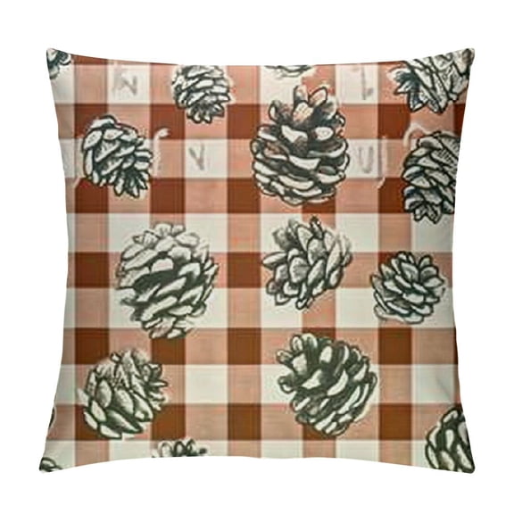 Hello Winter Pine Cone Decorative Throw Pillow Covers Let It Snow Pine Leaves Green Buffalo Plaid Check Cushion Case Decor, Get Cozy Farmhouse Christmas Holiday Home Decor PC