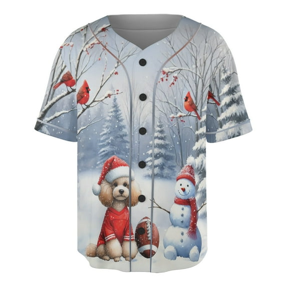 Hello Winter Poodle Football Snowman Welcome Snowy Morning All Over Print 3D Baseball Shirt Poodles Dog Lover Gifts Idea Softball Sport - 01012