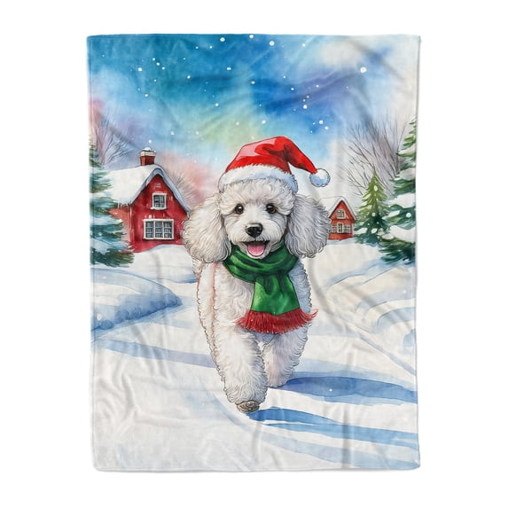 Hello Winter Poodle Frosty Morning Walk Welcome Snowy Christmas Cozy Fleece Blanket Poodles Dog Lover Gifts Idea Warm Soft Throw Blanket - 02018