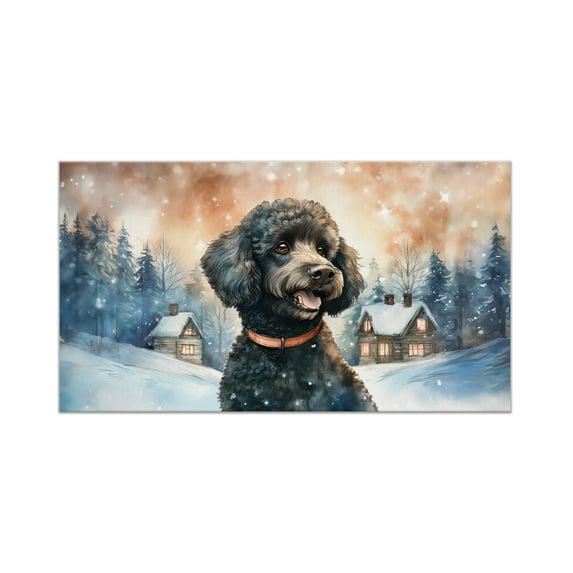 Hello Winter Poodle Welcome Snowy Night Watercolor Vintage Doormat Poodles Dog Lover Gifts Idea Indoor Outdoor Welcome Mat - 01011