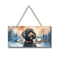 thumbnail image 1 of Hello Winter Poodle Welcome Snowy Night Watercolor Vintage Landscape Wood Sign Poodles Dog Lover Gifts Idea Hanging Wall Home Decor - 01011, 1 of 5