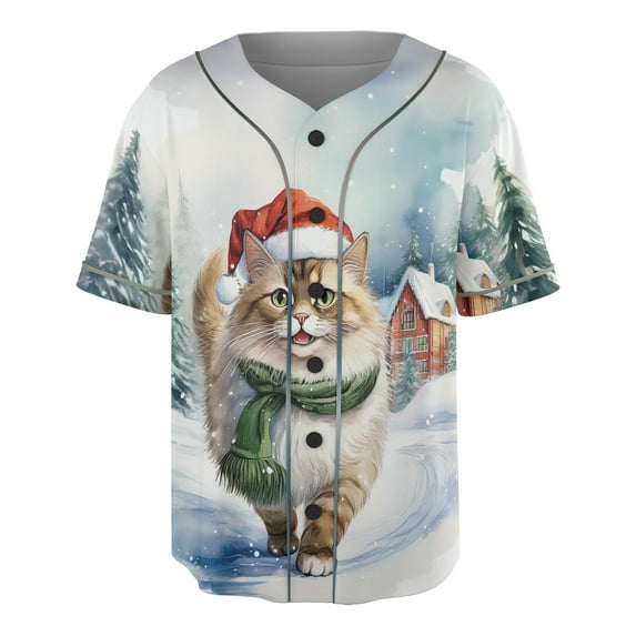 Hello Winter Ragdoll Frosty Morning Walk Welcome Snowy Christmas All Over Print 3D Baseball Shirt Cat Lover Kitten Owner Gifts Idea Softball Sport - 02018