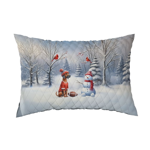 Hello Winter Rhodesian Ridgeback Football Snowman Welcome Snowy Morning Quilt Pillowcase Ridgebacks Dog Lover Gifts Throw Pillow Cover Bed Home Decor - 01012