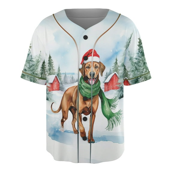 Hello Winter Rhodesian Ridgeback Frosty Morning Walk Welcome Snowy Christmas All Over Print 3D Baseball Shirt Ridgebacks Dog Lover Gifts Softball Sport - 02018