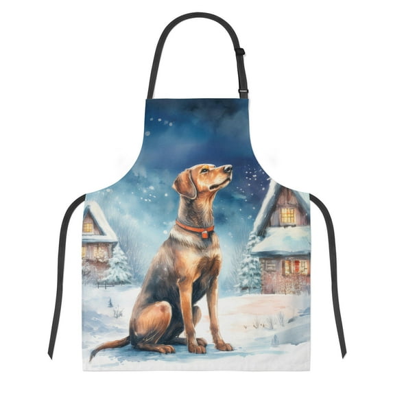 Hello Winter Rhodesian Ridgeback Welcome Snowy Night Watercolor Vintage Apron Ridgebacks Dog Lover Gifts for Cooking Grilling Baking Painting Gardening - 01011