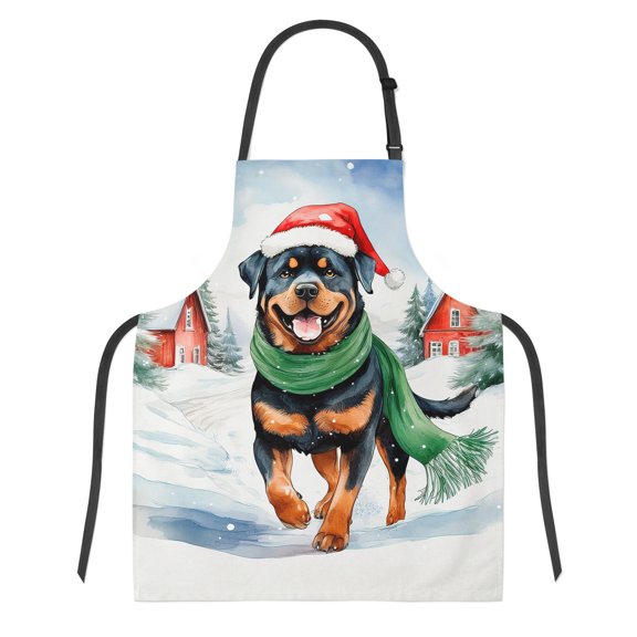 Hello Winter Rottweiler Frosty Morning Walk Welcome Snowy Christmas Apron Rottie Dog Lover Gifts Idea for Cooking Grilling Baking Painting Gardening - 02018