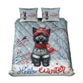 thumbnail image 1 of Hello Winter Scottish Terrier Smiling in Red Scarf Hat Welcome Christmas Quilt Bedding Set Scottie Dog Lover Gifts 1 Blanket Bed Cover 2 Pillowcases - 00017, 1 of 5