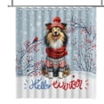 thumbnail image 1 of Hello Winter Shetland Sheepdog Smiling in Red Scarf Hat Welcome Christmas Shower Curtain Sheltie Dog Lover Gifts Waterproof Bathroom Bathtub Curtain - 00017, 1 of 5