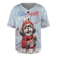thumbnail image 1 of Hello Winter Shih Tzu Smiling in Red Scarf Hat Welcome Christmas All Over Print 3D Baseball Shirt Lion Dog Lover Gifts Softball Sport - 00017, 1 of 6