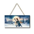 thumbnail image 1 of Hello Winter Siberian Husky Welcome Snowy Night Watercolor Vintage Landscape Wood Sign Husky Dog Lover Gifts Hanging Wall Home Decor - 01011, 1 of 5