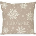 thumbnail image 1 of Hello Winter Snowflake Christmas Throw Pillow Cover 18x18 Inch Beige Outdoor Neutral Christmas Decorations Xmas Holiday Decorative Throw Pillow Case for Home Living Room Bedroom Couch Decor, 1 of 6