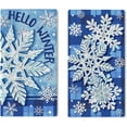 thumbnail image 1 of Hello Winter Snowflake Kitchen Dish Towels Set of 2, Blue Plaid Check Drying Hand Towels Baking Cooking Cloth, Christmas Seasonal Farmhouse Home Kitchen Decoration 18 x 26 Inch, 1 of 6