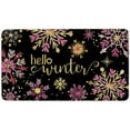 thumbnail image 1 of Hello Winter Snowflake Welcome Doormat Rug Golden Pink Snow Indoor Outdoor Door Mat Christmas Entrance Non Slip Rubber Backing Front Mat Kitchen Floor Decoration 17 x 29 Inch (Pink), 1 of 6