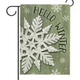 thumbnail image 1 of Hello Winter Snowflakes Garden Flag Double Sided, Christmas Snow Black Decorative Yard Outdoor Home Small Decor, Seasonal Burlap Outside House Decoration 12.5 x 18, 1 of 6