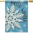 thumbnail image 1 of Hello Winter Snowflakes House Flag Double Sided, Blue Snow Decorative Garden Yard Outdoor Large Decor, Christmas Holiday Burlap Home Outside Decoration 28 x 40, 1 of 6