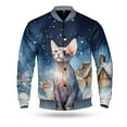 thumbnail image 1 of Hello Winter Sphynx Welcome Snowy Night Watercolor Vintage All Over Print 3D Baseball Jacket Cat Lover Kitten Owner Gifts Idea Bomber Jacket Softball - 01011, 1 of 6