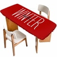 thumbnail image 1 of Hello Winter Table Cloths for 8 Foot Rectangle Tables, Red Merry Christmas New Year Patio Waterproof Elastic Fitted Tablecloths, Washable Rectangular Table Cover for Camping, 1 of 8