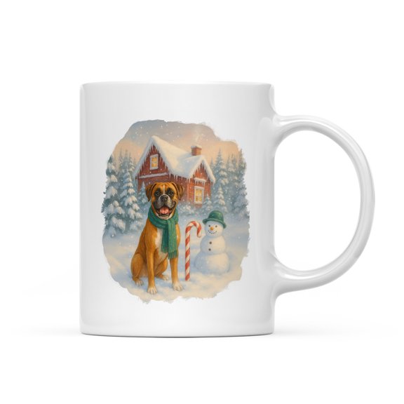 Hello Winter Vintage Boxer Enjoys Snowy Day with Snowman Mug Boxers Dog Lover Gifts Idea Coffee Tea Cup - 12019