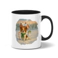 thumbnail image 1 of Hello Winter Vintage Papillon Enjoys Snowy Day with Snowman 11oz Accent Two-tone Mug Pap Butterfly Dog Lover Coffee Tea Cup - 12019, 1 of 5