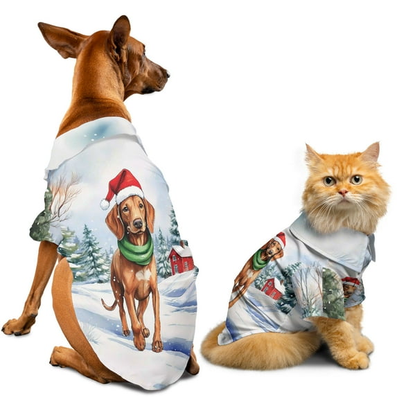 Hello Winter Vizsla Frosty Morning Walk Welcome Snowy Christmas Hawaiian Summer Shirt for Small Medium Large Dog Cat Vizslas Dog Lover Gifts Idea - 02018