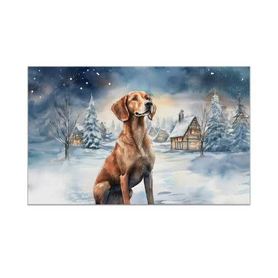 Hello Winter Vizsla Welcome Snowy Night Watercolor Vintage Doormat Vizslas Dog Lover Gifts Idea Indoor Outdoor Welcome Mat - 01011