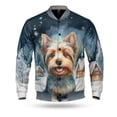 thumbnail image 1 of Hello Winter Yorkshire Terrier Welcome Snowy Night Watercolor Vintage All Over Print 3D Baseball Jacket Yorkie Dog Lover Gifts Bomber Jacket Softball - 01011, 1 of 6