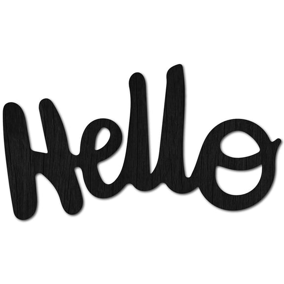 Hello Wood Sign Cutout Wooden Letter Sign Black Wooden Hello Wall Decor Word Sculpture Unfinished Sign DIY Letters Art Sign Ornaments for DIY