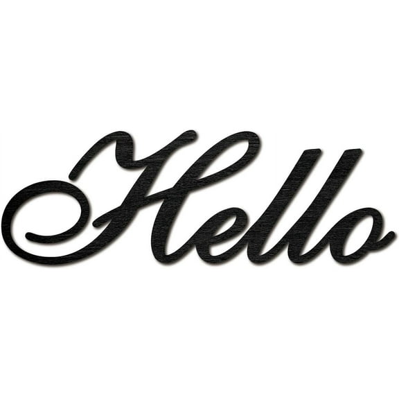 Hello Word Cutout Sign Laser Cut Wood Letter Sign Black Wall Decor Unfinished Wooden Signs Wall Art Basswood Hanging Sculpture Decor for Craft DIY Home Farmhouse Front Porch Door 11.9x4Inch