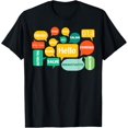thumbnail image 1 of Hello Word In Different Languages Multilingualism Travel T-Shirt men and women can wear,black,white,creative gift, 1 of 4