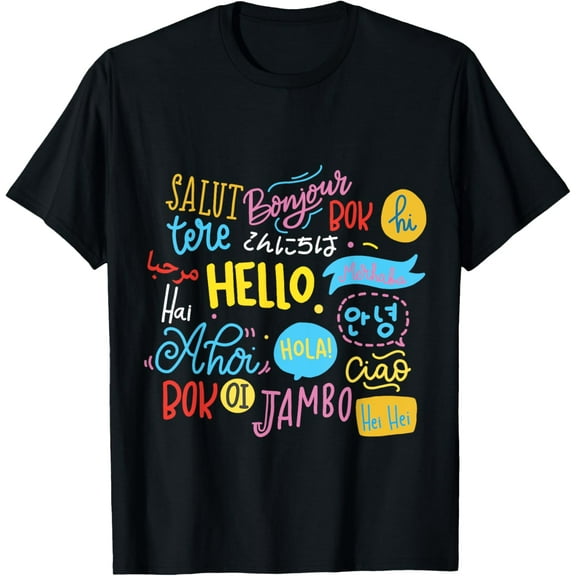 t-shirt Hello Word in Different Languages Travel and Teacher Gift T-Shirt mens，black，women，funny，journey，Crew Neck, Short Sleeve,printing