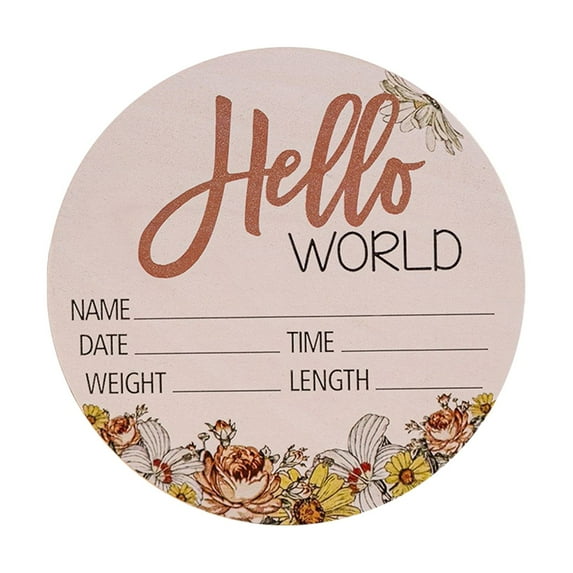 Hello World Birth Announcement 3 - Wooden Baby Name & Date Keepsake for Newborn Decor