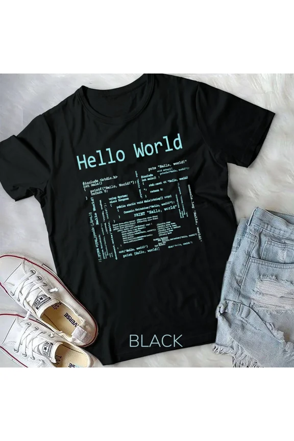 Hello World Computer Programming Languages Unisex T-Shirt