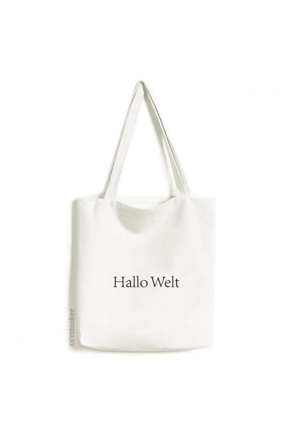 Hello World German Art Deco Fashion Tote Canvas Bag Shopping Satchel Casual Handbag
