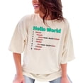 thumbnail image 1 of Hello World HTML Code T-Shirt, Developer Programming Tee, Funny Coder Gift, JavaScript HTML CSS Shirt, Web Developer Humor, Geek Tee, Ivory Comfort Colors T-Shirt, 3XL, 1 of 1