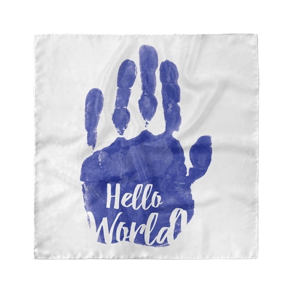 Hello World Head Scarf, Hello World Color Hand Print, Head Wrap, 3 Sizes, by Ambesonne