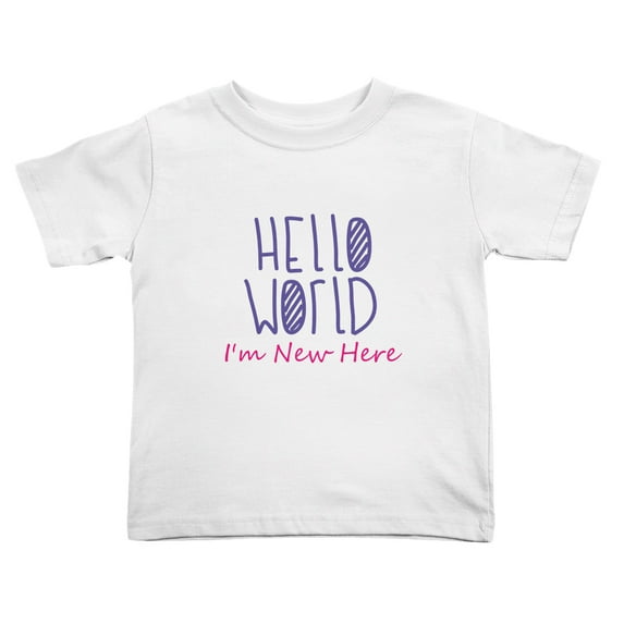 Hello World, I'm New Here Funny Toddler T-Shirts for Boys Girls (White, Youth M)