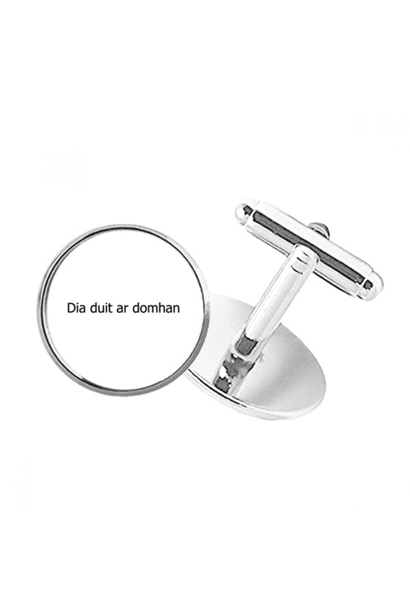 Hello World Irish Language Round Button Cuff Clip Stud Cufflinks