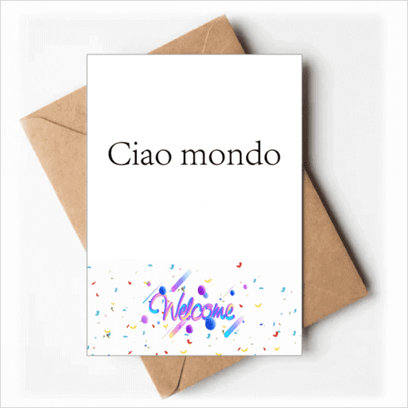 Hello World Italian Art Deco Fashion Welcome Back Greeting Cards Envelopes Blank