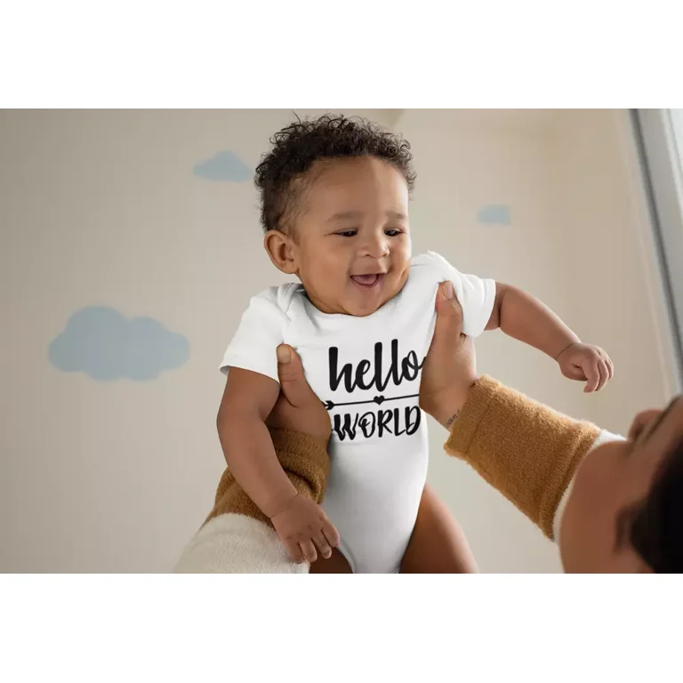Hello World New Baby Grow, Newborn Baby Vest, Bodysuit, Baby
