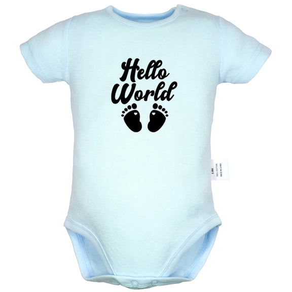 Hello World Pregnancy Announcement Gifts Rompers For Babies, Newborn Baby Unisex Bodysuits, Infant Jumpsuits, Toddler 0-24 Months Kids One-Piece Oufits (Blue, 0-6 Months)