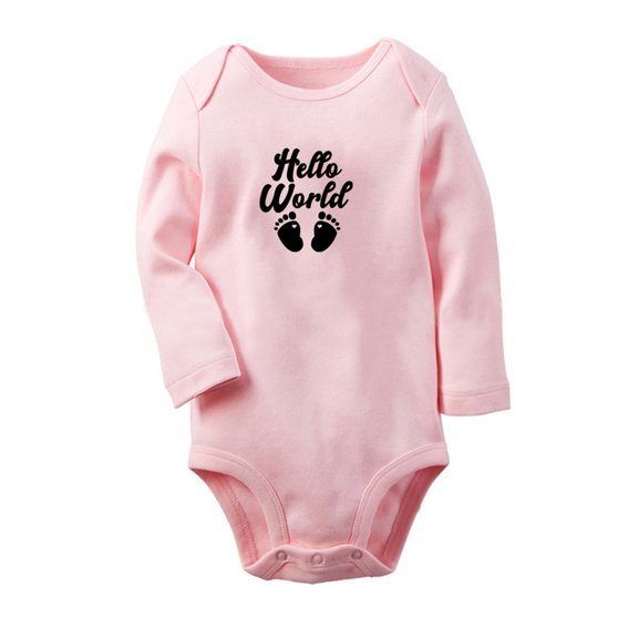 Hello World Pregnancy Announcement Rompers, Newborn Baby Unisex Bodysuits, Infant Jumpsuits, Toddler 0-12 Months Kids Long Sleeves Oufits (Pink, 0-6 Months)