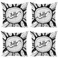 thumbnail image 1 of Hello World Throw Pillow Cushion Case Pack of 4, Typography Placed in the Center of a Flower Monochrome Hand Drawing, Modern Accent Double-Sided Print, 4 Sizes, Charcoal Grey White, by Ambesonne, 1 of 2