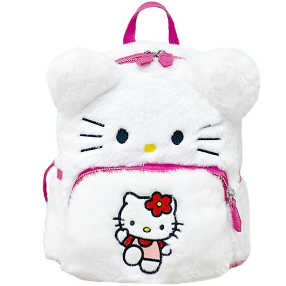 Hello kitty Backpack Kawaii Plush Backpack Cute Mini Furry Backpack Cartoon Small Backpack Anime White Simple Modern Bag Backpack Gift