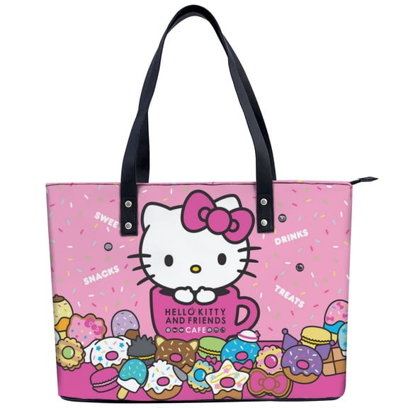 Hello kitty Handbags Exquisite canvas women's handbags Travel shoulder bags Linen shopping bags