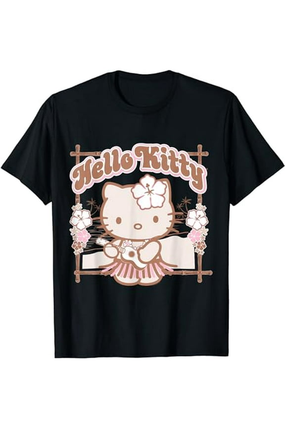 Hello kitty Hula Summer Tee Shirt T-Shirt, Black Color, Size 5XL