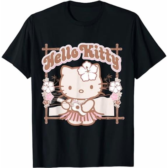 Hello kitty Hula Summer Tee Shirt T-Shirt, Black Color, Size 5XL