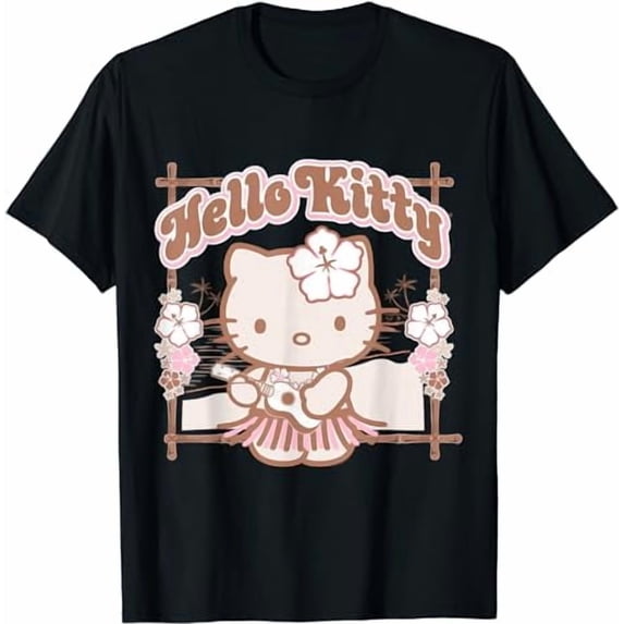 Hello kitty Hula Summer Tee Shirt T-Shirt, Black Color, Size 5XL