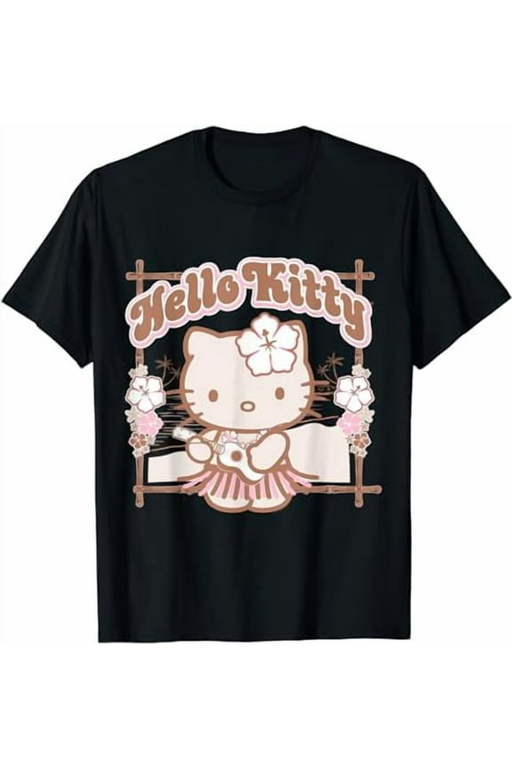 Hello kitty Hula Summer Tee Shirt T-Shirt, Black Color, Size S
