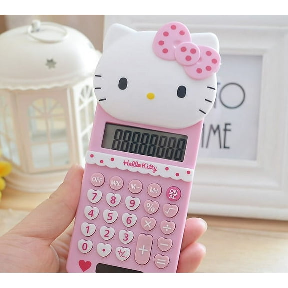 Hello kitty Kawaii Sanrio New Cartoon Portable Computer Push Cover Palm Calculator Girl Cute Learning Electronic Computer Gifts